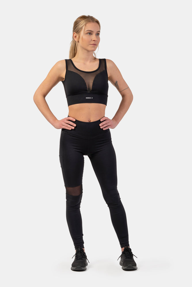 NEBBIA Black Mesh Design Sports Bra “Breathe” 412