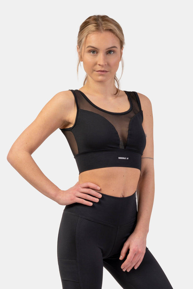 NEBBIA Black Mesh Design Sports Bra “Breathe” 412