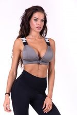NEBBIA Lace-Up Sport Bra 694 (Small, Metal Color)