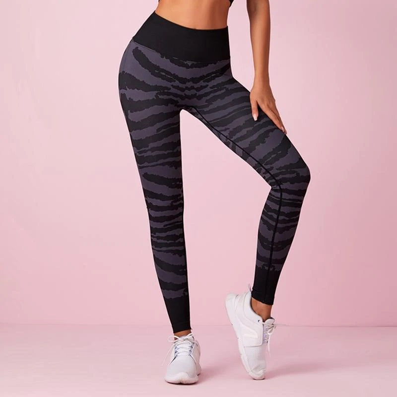 Women Zebra Leopard Print Leggings High-Waist Hip Lifting Workout